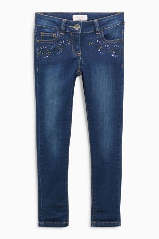 Mid Blue Embellished Skinny Jeans (3-16yrs)